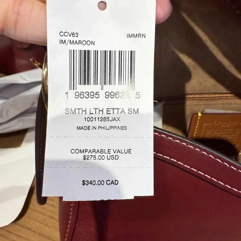 Limited ‼️Coach Etta Small Flap Shoulder Bag CCV63 smooth leather/Im/Maroon - Picture 10 of 11